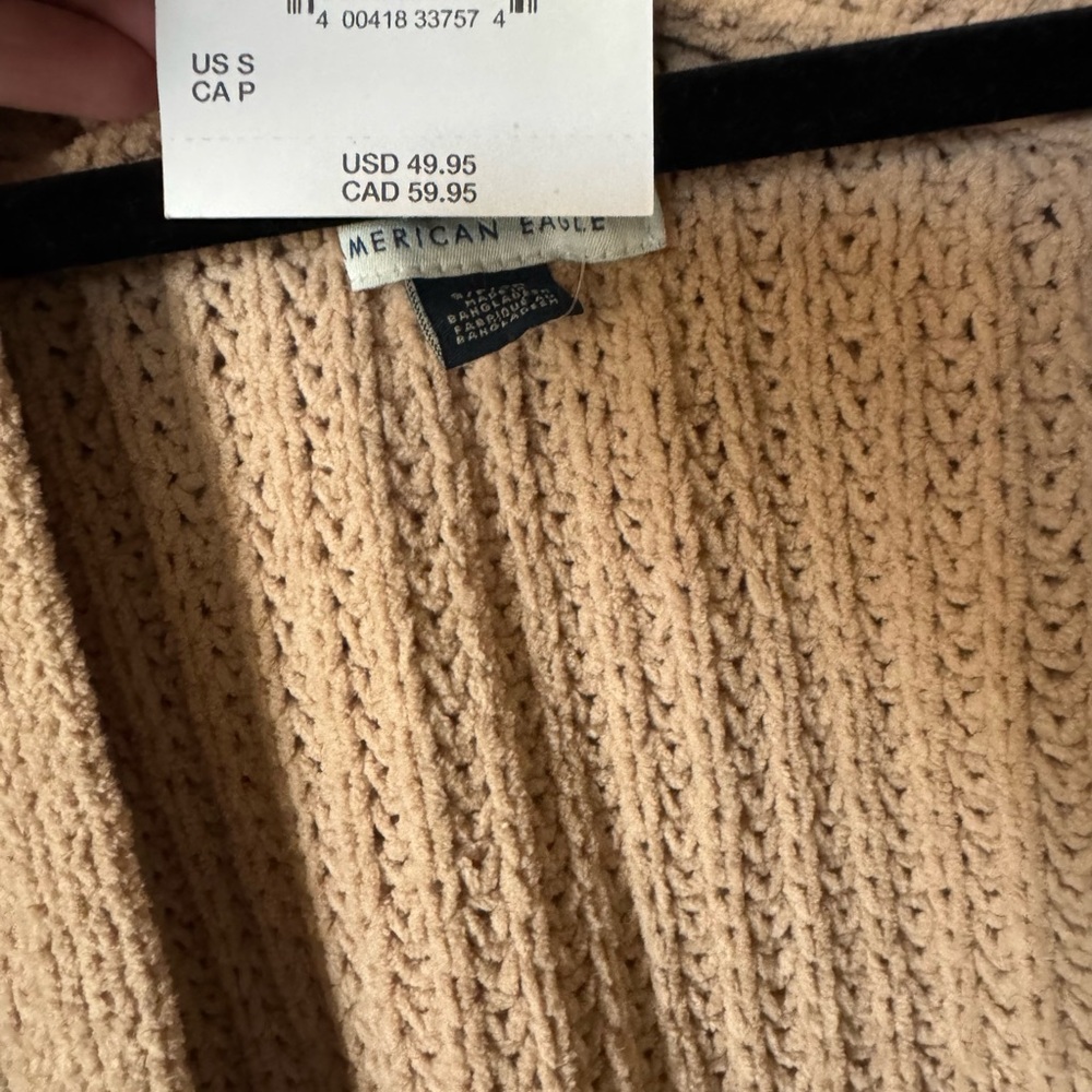 American Eagle Outfitters Beige Chunky Open-Front Cardigan-Size Small. NWT! - Picture 3 of 3